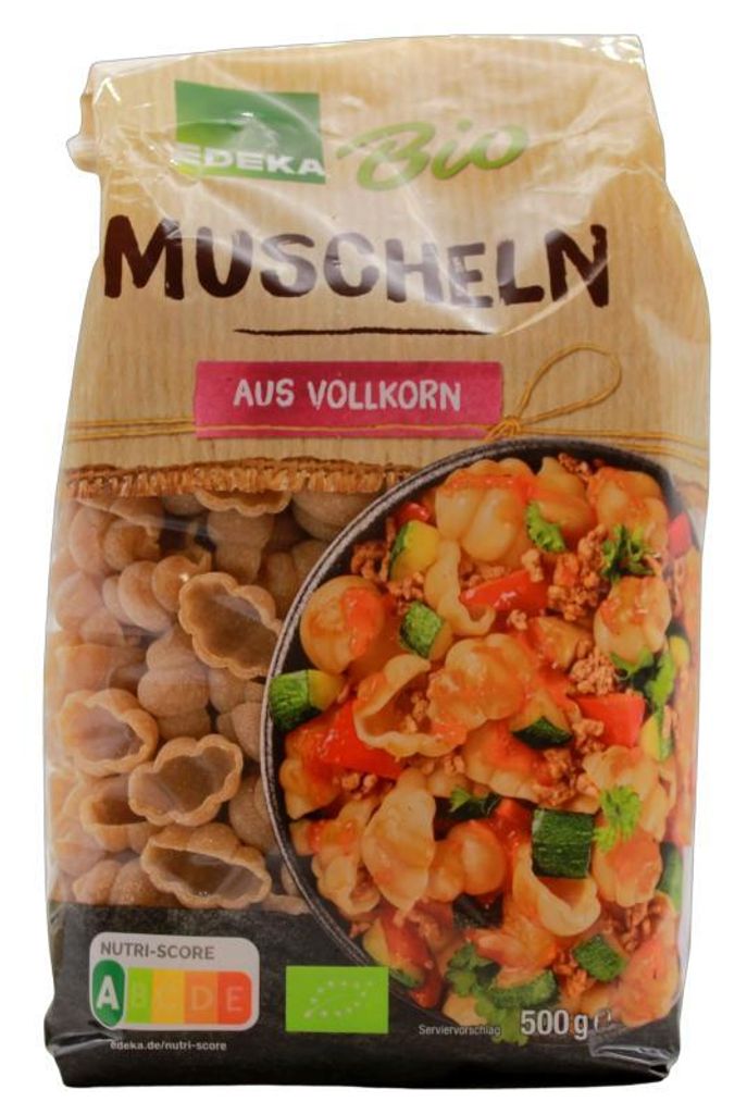 Bio Muscheln Pasta aus Vollkorngrieß, 12er Pack (12 x 500g)