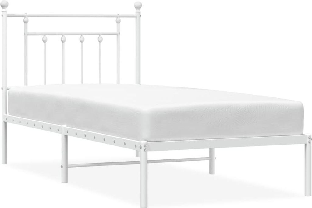 vidaXL Detská posteľ s čelom kovová biela 80x200 cm Obrázok produktu 