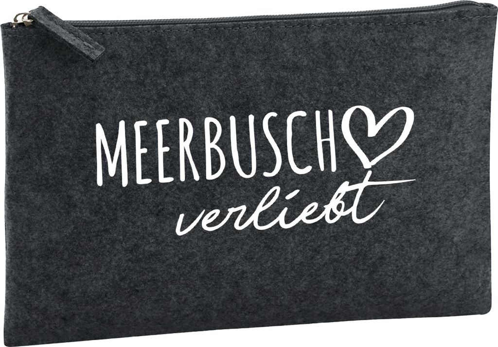 Huuraa Kulturbeutel Meerbusch verliebt 1 Liter Charcoal Filz Kosmetiktasche Geschenkidee