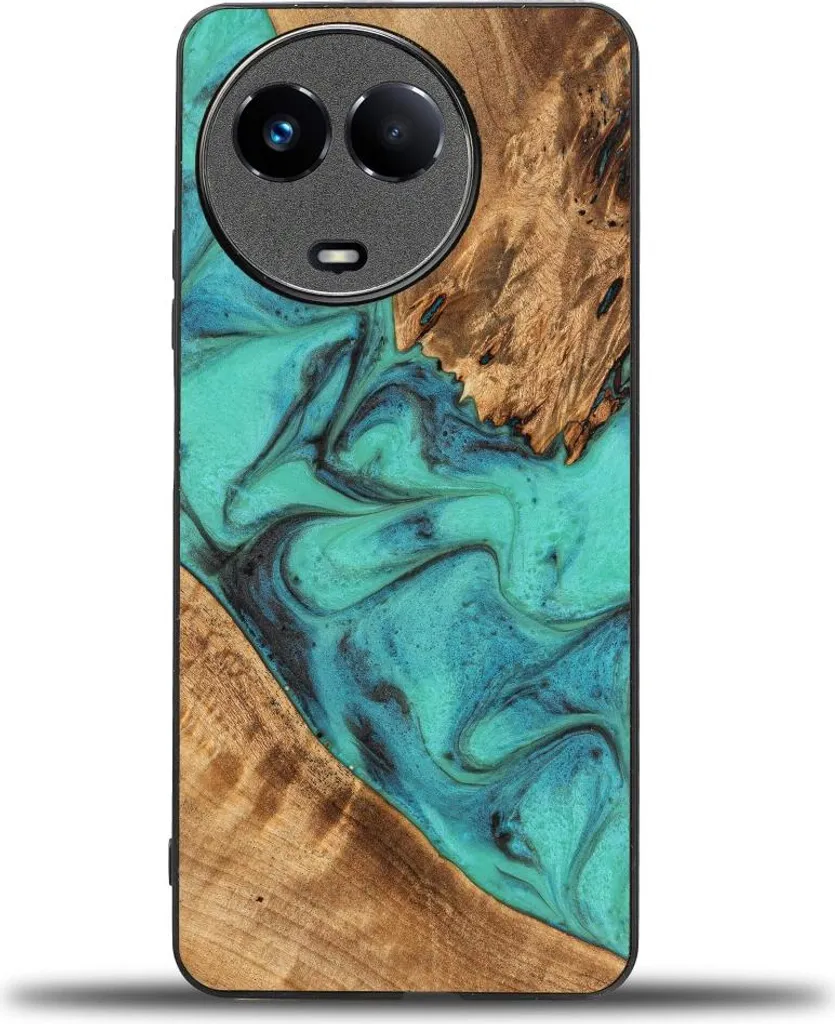 Étui de protection pour Realme 11 5G Bewood Unique Bois et Turquoise