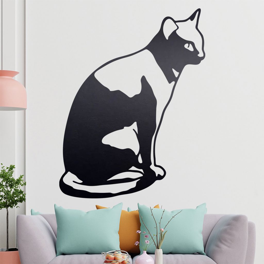 KIWISTAR Katze sitzt - Kitty Cat Kater Wandtattoo in 6 Größen - Wandaufkleber Wall Sticker - Dekoration, Küche, Wohnzimmer, Schlafzimmer, Badezi...