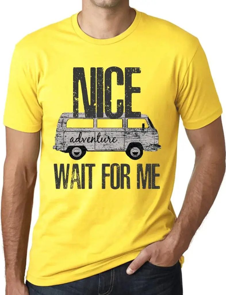 Herren Grafik T-Shirt Abenteuer warten auf mich in schönem – Adventure Wait For Me In Nice – Öko-Verantwortlich Vintage Jahrgang Kurzarm Lust...