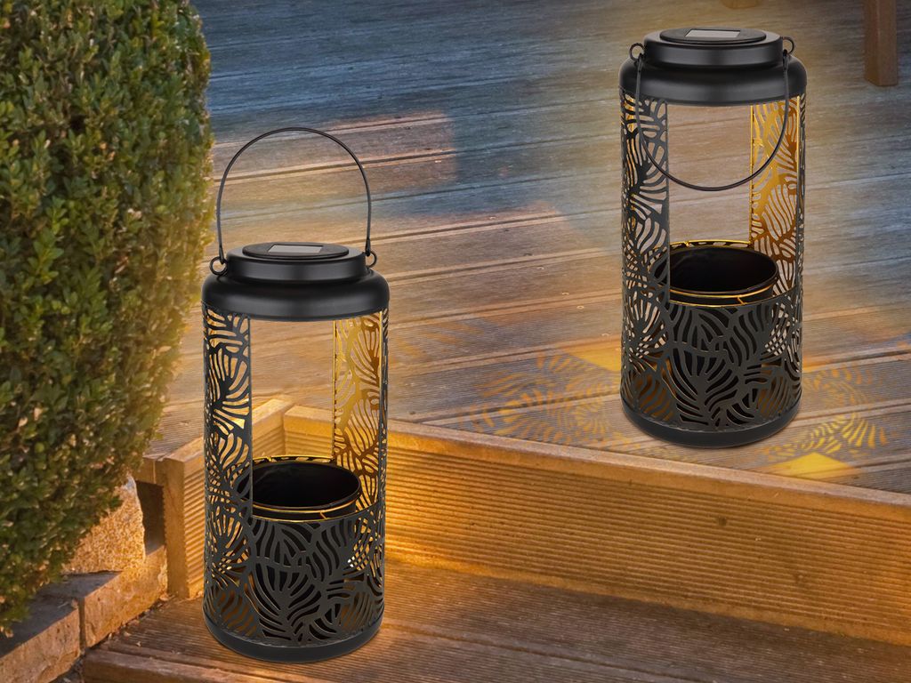 Solarlaternen mit Blumentopf für draußen groß, Outdoor Hängeleuchten Solarlampen