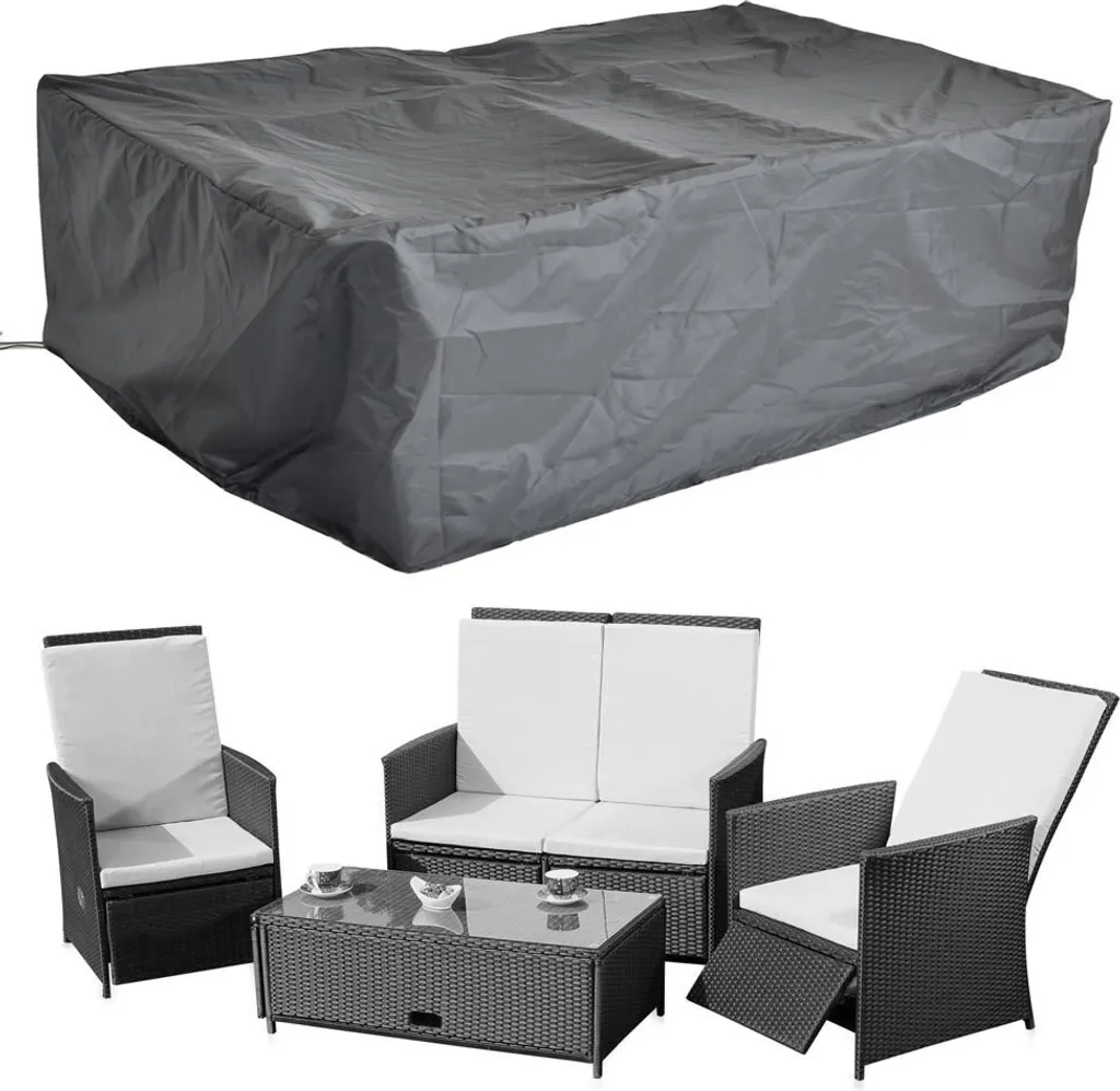 Copertura Rattan 192x82x65 Nero | Telo Protettivo da Esterno