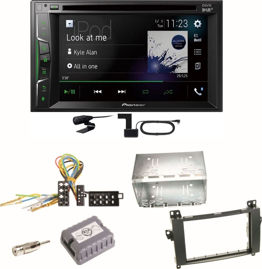 Pioneer AVH-A3200DAB Bluetooth DAB Einbauset für Mercedes Vito Viano W639