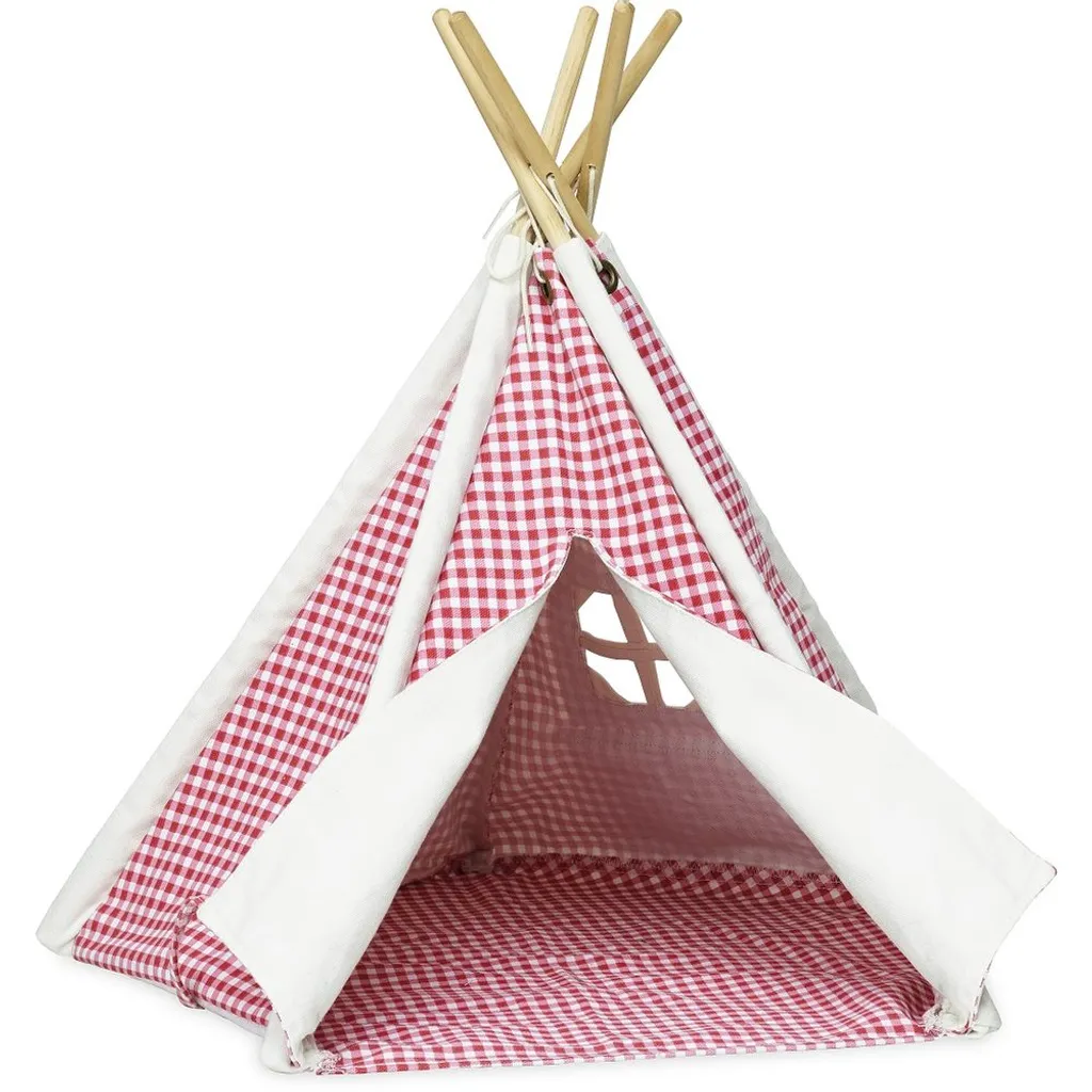 Vilac Mini tipi à carreaux noir et blanc pour chambre d'enfant en bois
