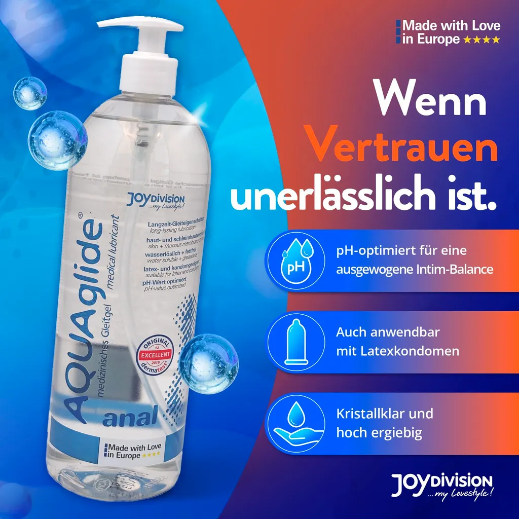 Lubrifiant anal à base d'eau AQUAglide 1000ml gel fluide inodore - 3