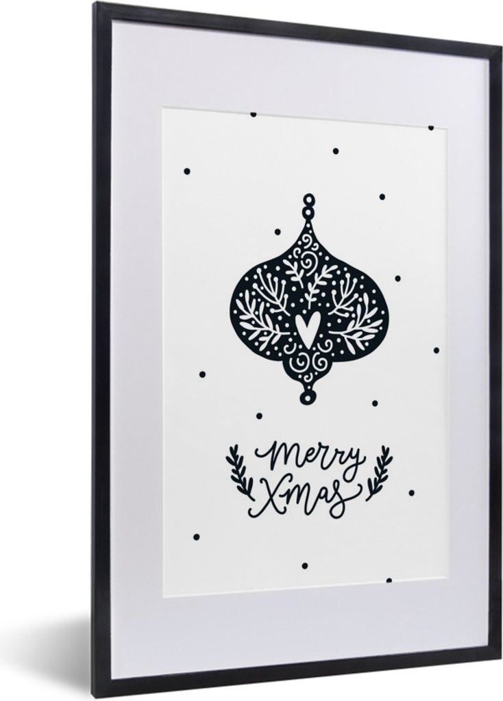 MuchoWow MuchoWow Gerahmtes Poster Weihnachten - Zitate - Schwarz - Weiß - Jungen - Mädchen - Baby 40x60 cm - Poster mit zchwarzem Bilderrahm...