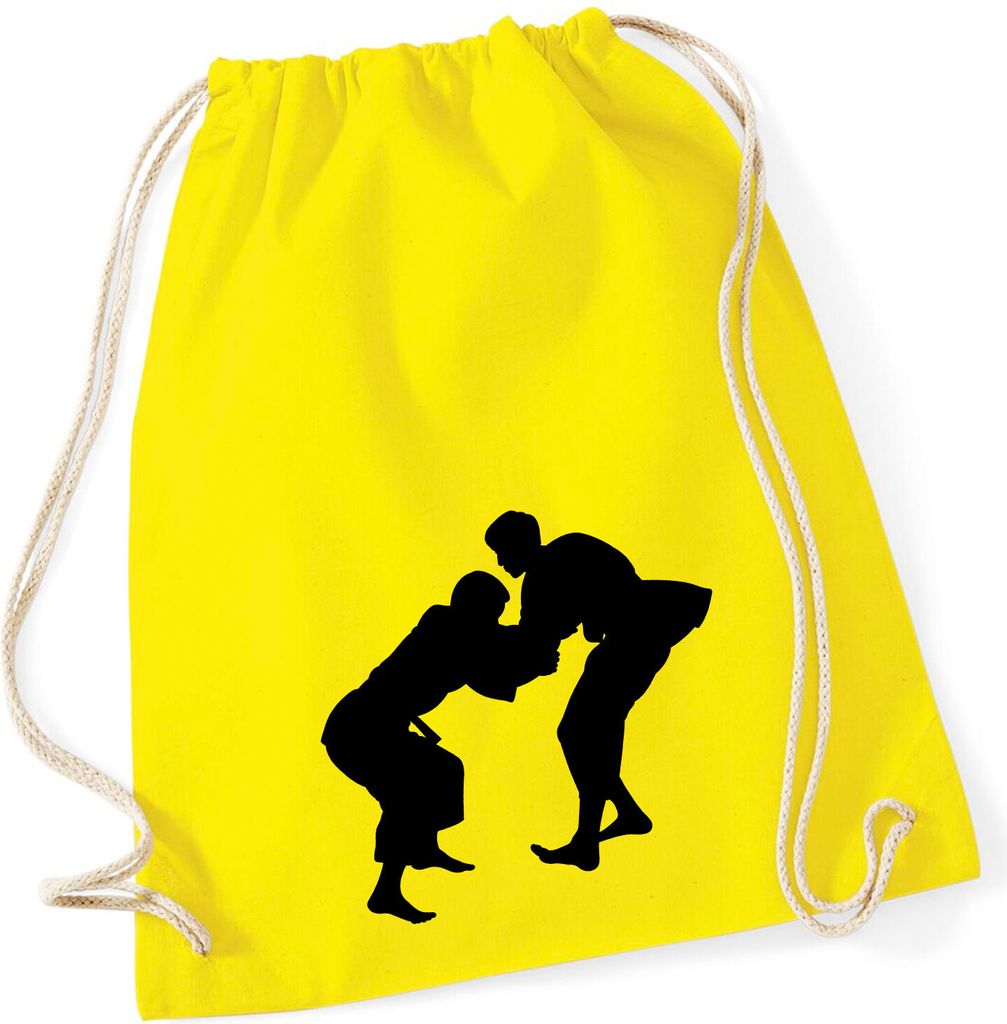 Huuraa Turnbeutel Judo Silhouette 12 Liter Yellow Baumwolle Rucksack Geschenkidee
