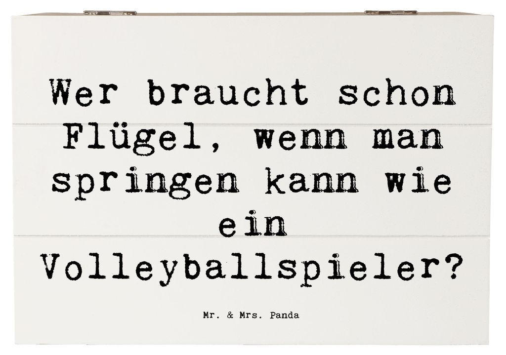 Mr. & Mrs. Panda Kiste Spruch Volleyball Sprung 22 x 15 cm - Weiß - Geschenk, schatzkiste holz, Sprungkraft, mit Deckel, fotobox, Teamgeist, Teama...