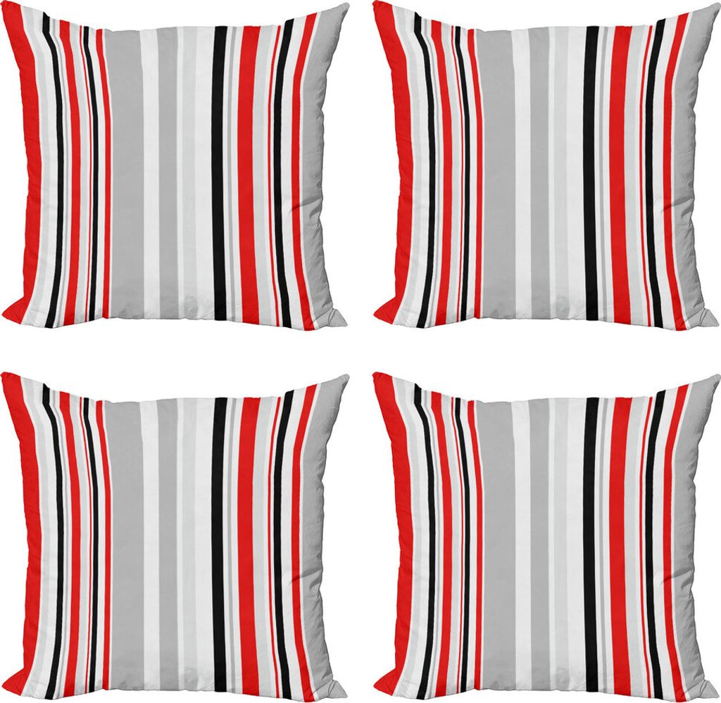 ABAKUHAUS Jahrgang Kissenbezug Set (4 Stück), Retro Abstrakte Linien, Moderner Doppelseitiger Digitaldruck, 45 cm x 45 cm, Vermilion Pale Grau
