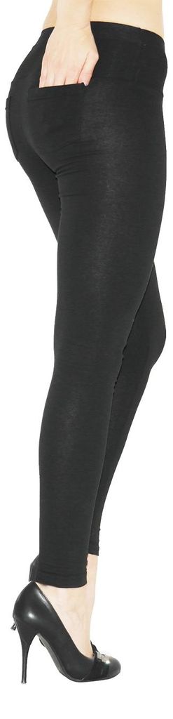 Damen Leggings lang Hose Leggins Baumwolle hoher Bund mit Produktbild 