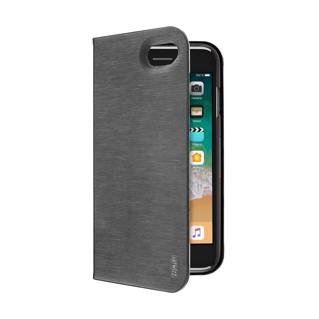 ARTWIZZ FolioJacket Etui Handyhülle für iPhone SE (2022/2020) / 8 / 7 - Schutzhülle mit Standfunktion und Magnetverschluss, Grau