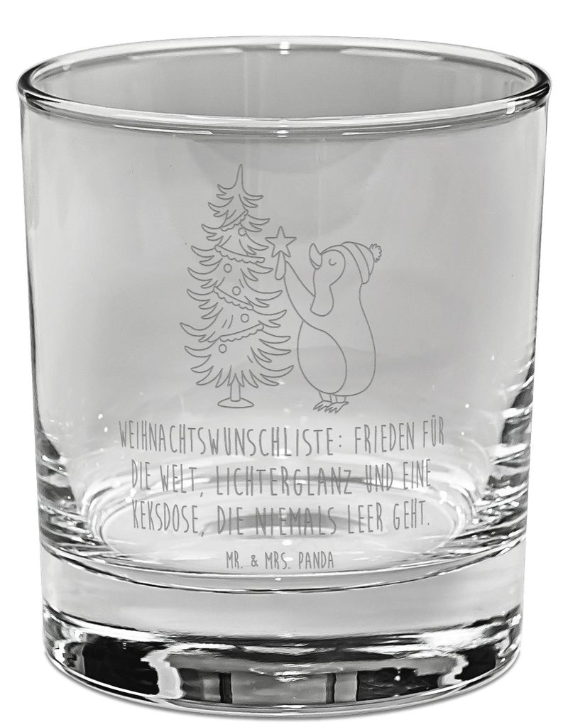 Mr. & Mrs. Panda Tumbler Pinguin Weihnachtsbaum - Transparent - Geschenk, Glas, Whiskyglas, Weihnachten, Scotch, Whiskey Becher, Winter, Rocks