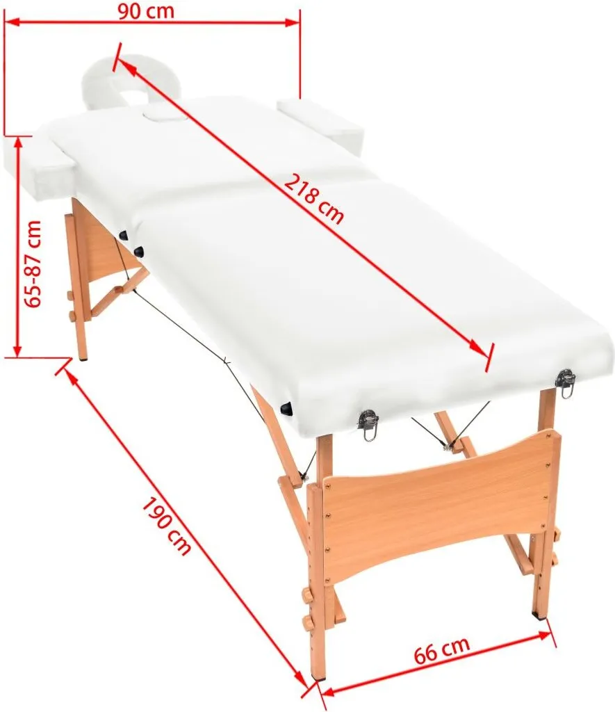 Table de massage blanche 10 cm d'épaisseur pliable à 2 zones - 10