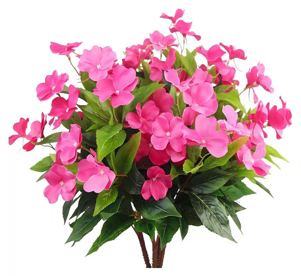 Künstliche Fleißige Lieschen für den Außenbereich, UV-beständiger Kunstseidenblumenstrauß für Frühling und Sommer, Garten, Terrasse, Verand...