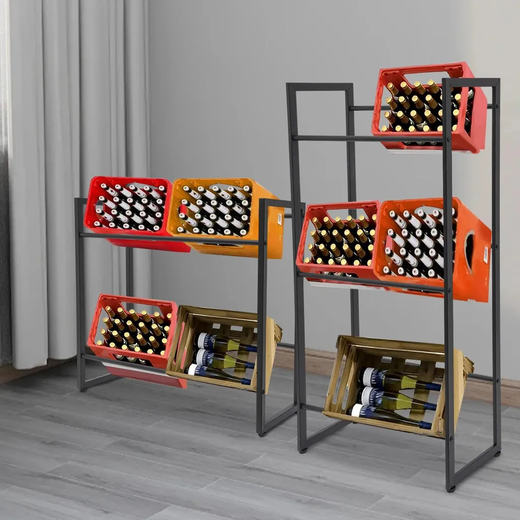 Support de rangement pour caisses de boissons, rack robuste 3 étages