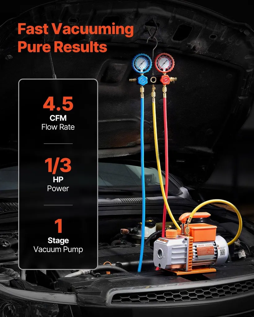 Pack pompe à vide 4,5 CFM pour éliminer l'humidité des circuits de clim