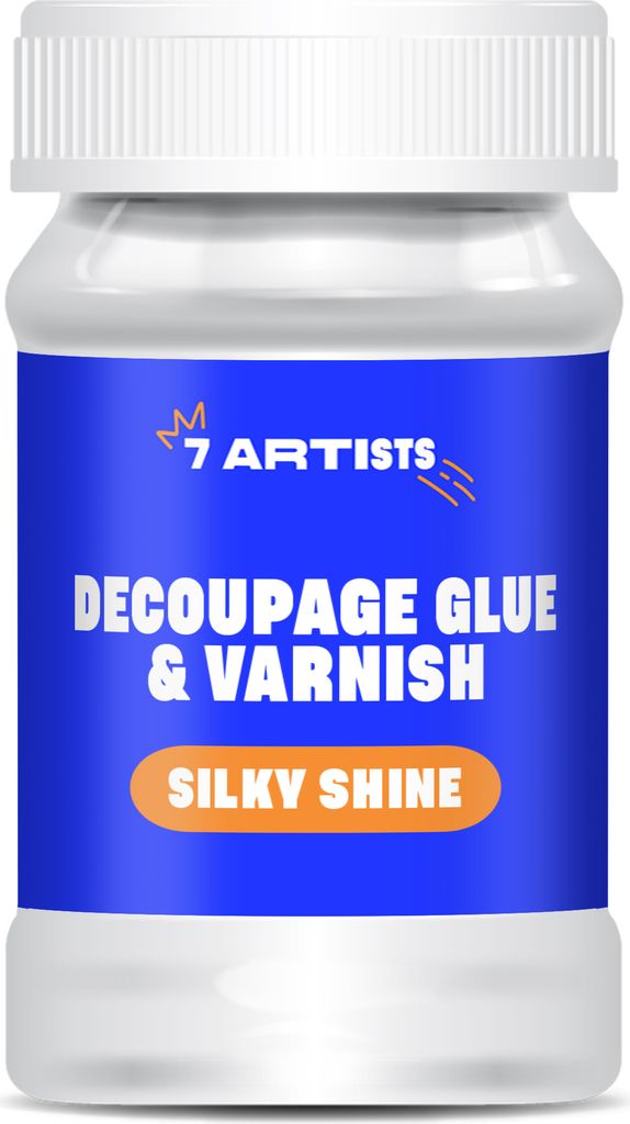 7 Artists Decoupage Kleber Lack Wasserfest 100 ml Half Glossy - Serviettentechnik Kleber auf Wasserbasis/Serviettenkleber für Serviettentechnik/Se...