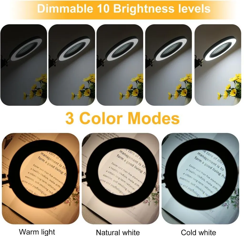 Lampe de bureau cosmétique LED USB 12W - Éclairage blanc variable - 16