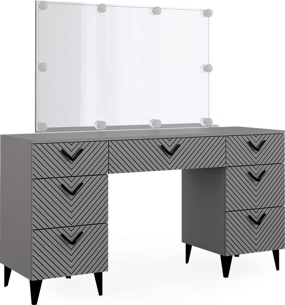 Schminktisch Vicco Anett Grau 150 cm mit LED Beleuchtung, Model 40715