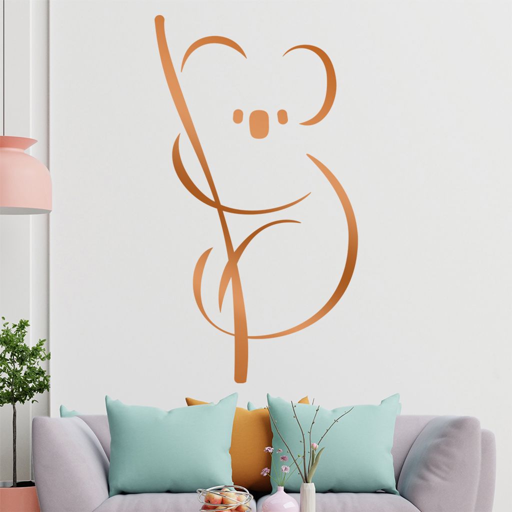 Koala Linien Wandtattoo in 6 Größen - Wandaufkleber Wall Sticker - Dekoration, Küche, Wohnzimmer, Schlafzimmer, Badezimmer