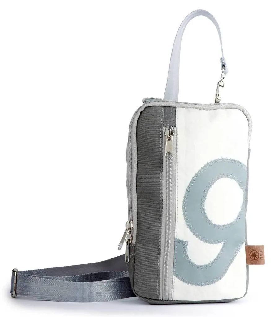 Sac banane Nautik Gris Blanc Chiffre Gris clair en toile recyclée