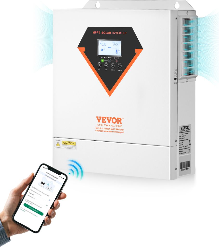 VEVOR 3500 W Hybrid-Solarwechselrichter, reiner Sinus-Wechselrichter 24 V DC auf 220/230 V AC, 100 A MPPT, für netzunabhängige Blei-Säure-Lithiu...