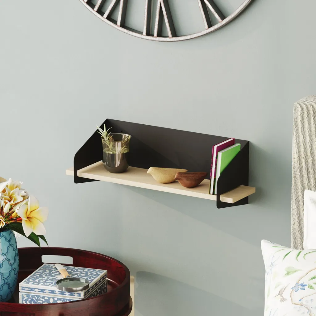 Étagère Murale en Bois Noir Design Industriel Skye Decor Long Arm 60cm