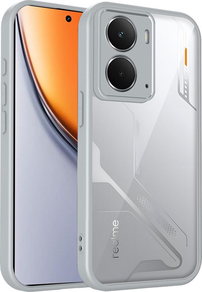 Hülle für Realme P3/Realme Neo7x Transparente Rückseite TPU Bumper Stoßfest Handyhülle Grau