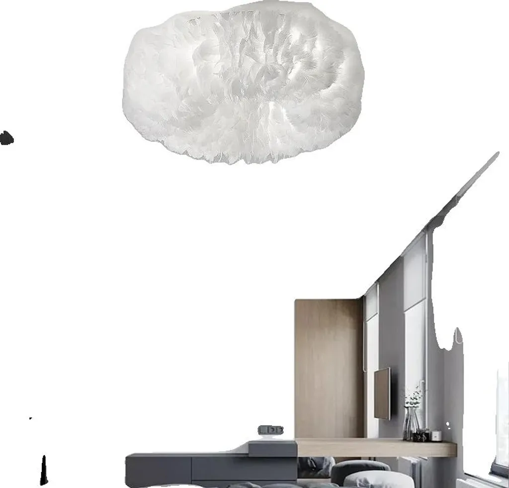 Grand Plafonnier LED Scandinave pour Salon et Chambre, Blanc 70CM 3-en-1