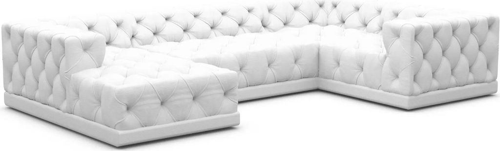 Echtleder U-Form XL Wohnlandschaft Meliva Weiß Links