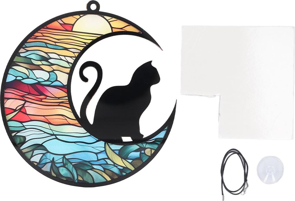 Katzen-Gedenk-Sonnenfänger aus Buntglas, zum Aufhängen an Fenstern, bunte UV-bedruckte Acryl-Ornamente für Verlust vom Typ TYU404