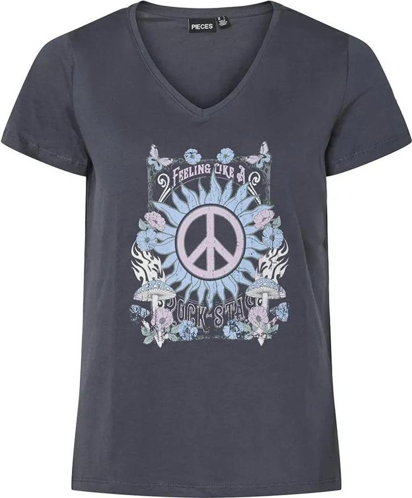 Pieces Gabriella Kurzarm-t-shirt Grau M Damen Grau M