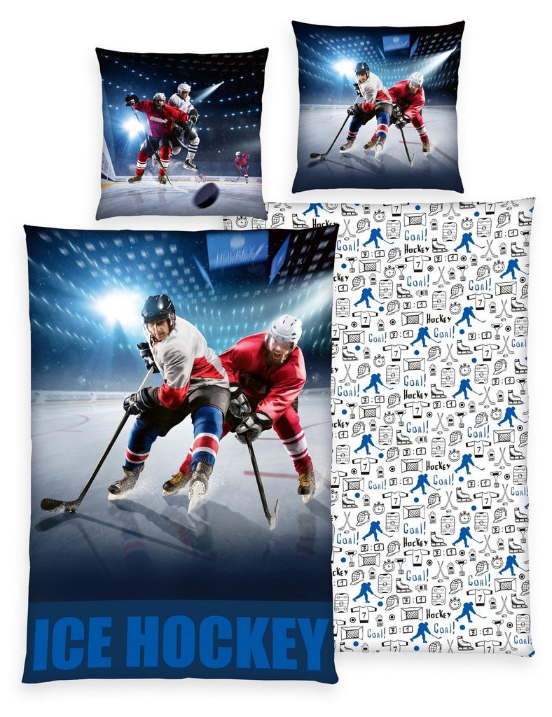Eishockey Bettwäsche Set 2tlg. 135x200 cm 100% Microfaser Produktbild 