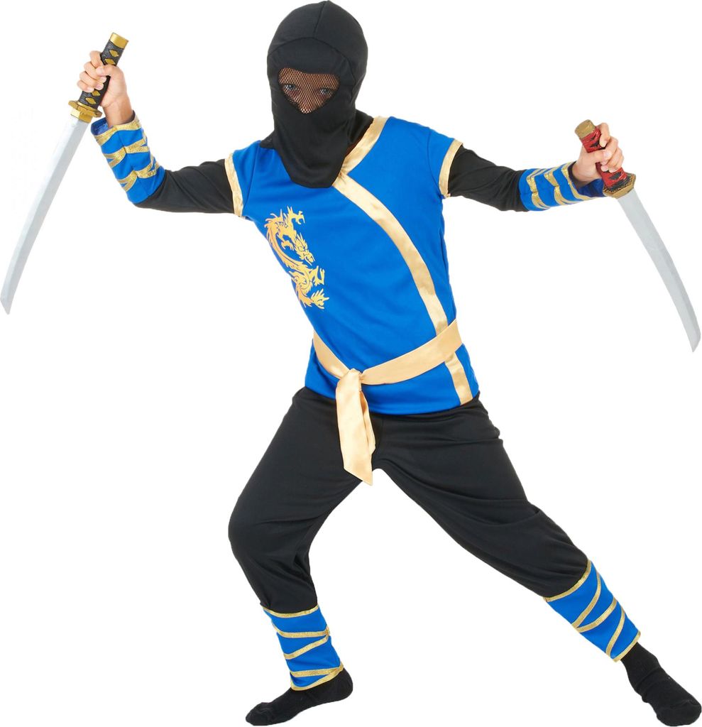 Blau-schwarzes Ninja-Kostüm 5-6 Jahre