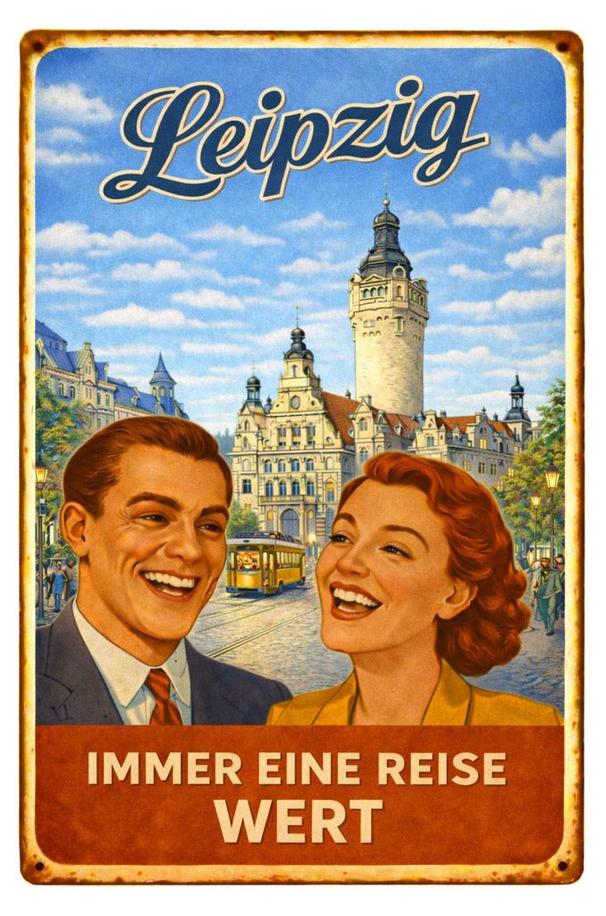 Blechschild 20x30cm Leipzig immer eine Reise wert Produktbild 