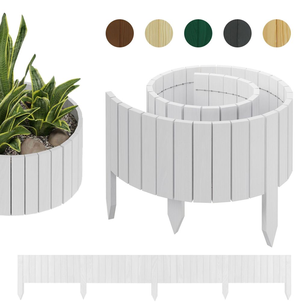 be4nature Rollborder 200 x 30 cm Alpinweiß Imprägnierter Gartenzaun aus Kiefernholz Beetumrandung Rollzaun Beeteinfassung dekorativer Holzzaun