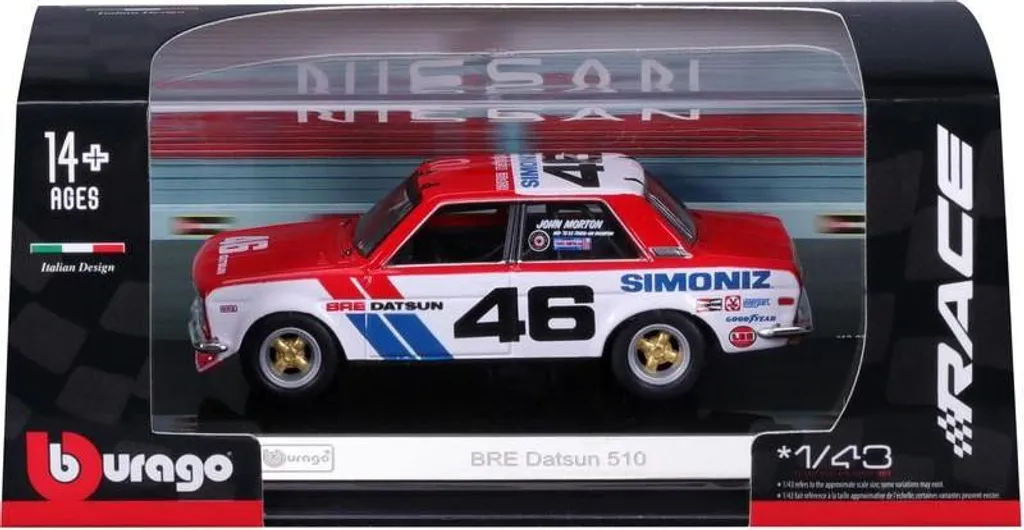 Voiture Miniature Datsun 510 BRE BBURAGO - Véhicule de Course Rétro