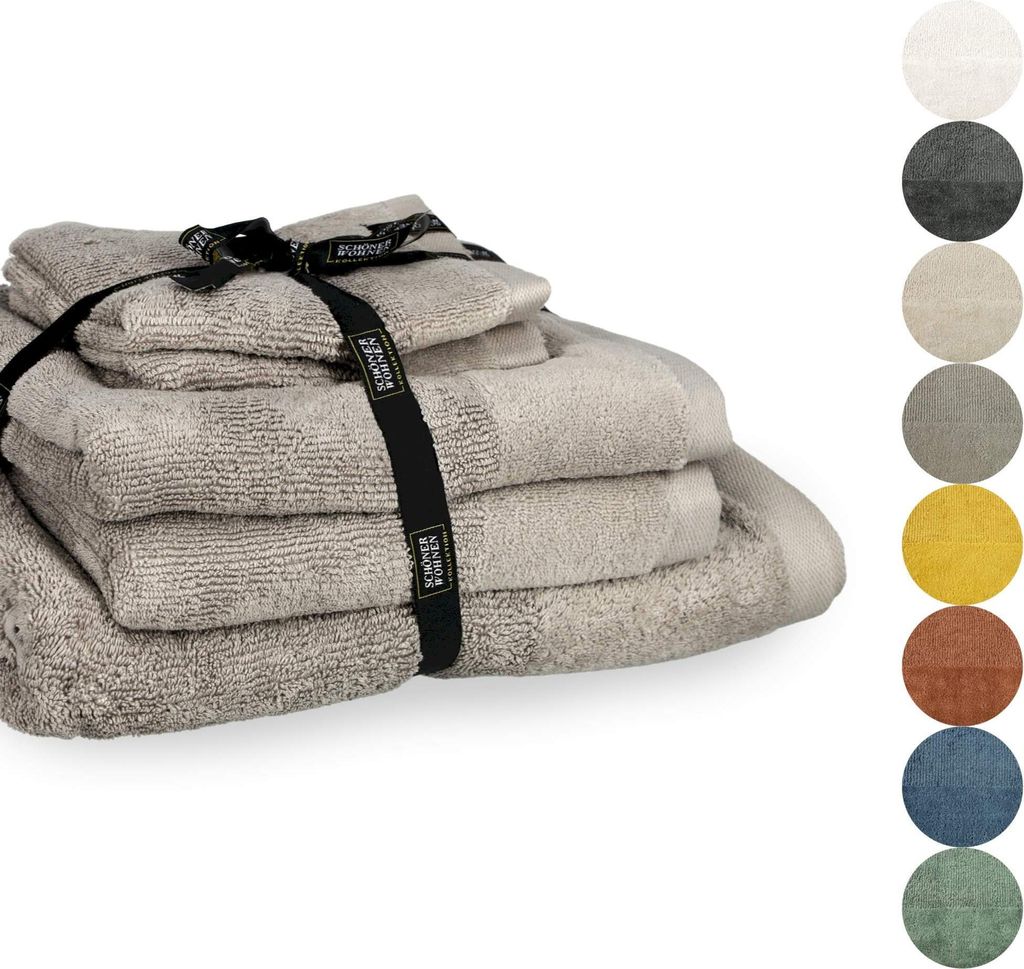 SCHÖNER WOHNEN-Kollektion Handtuch Set SENSE Sand 5er Set (1x 140x70 cm / 2x 100x50 cm / 2x 50x30 cm)