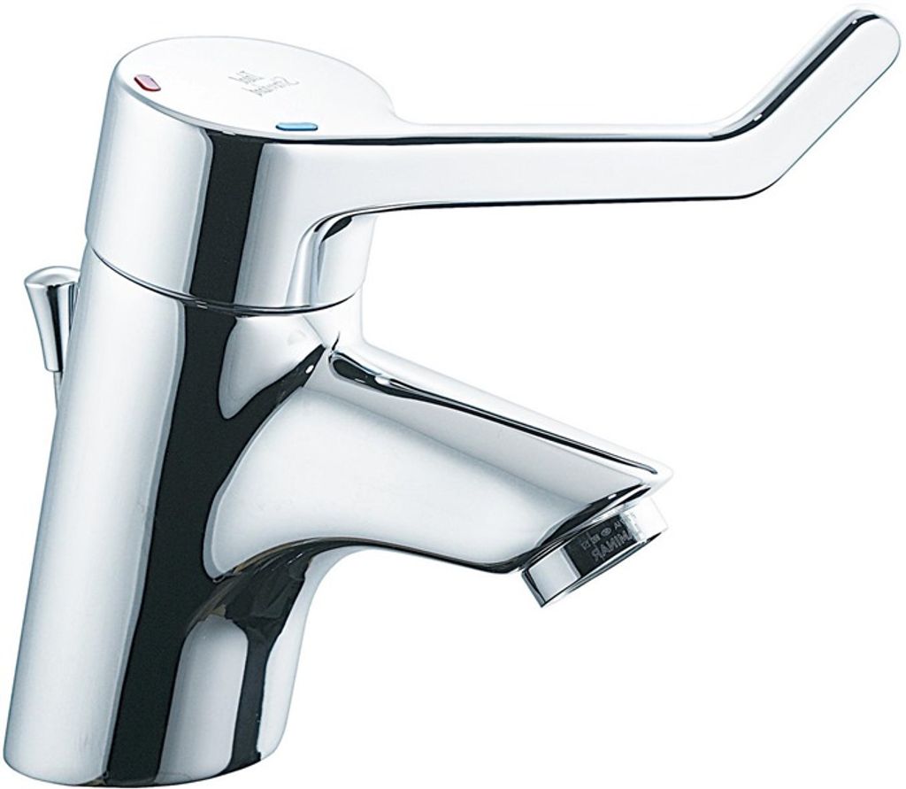 Ideal Standard Einhebel-Waschtischsicherheitsarmatur CERAPLUS Hebel 120 mm mit Zugknopf-Ablaufgarnitur chrom