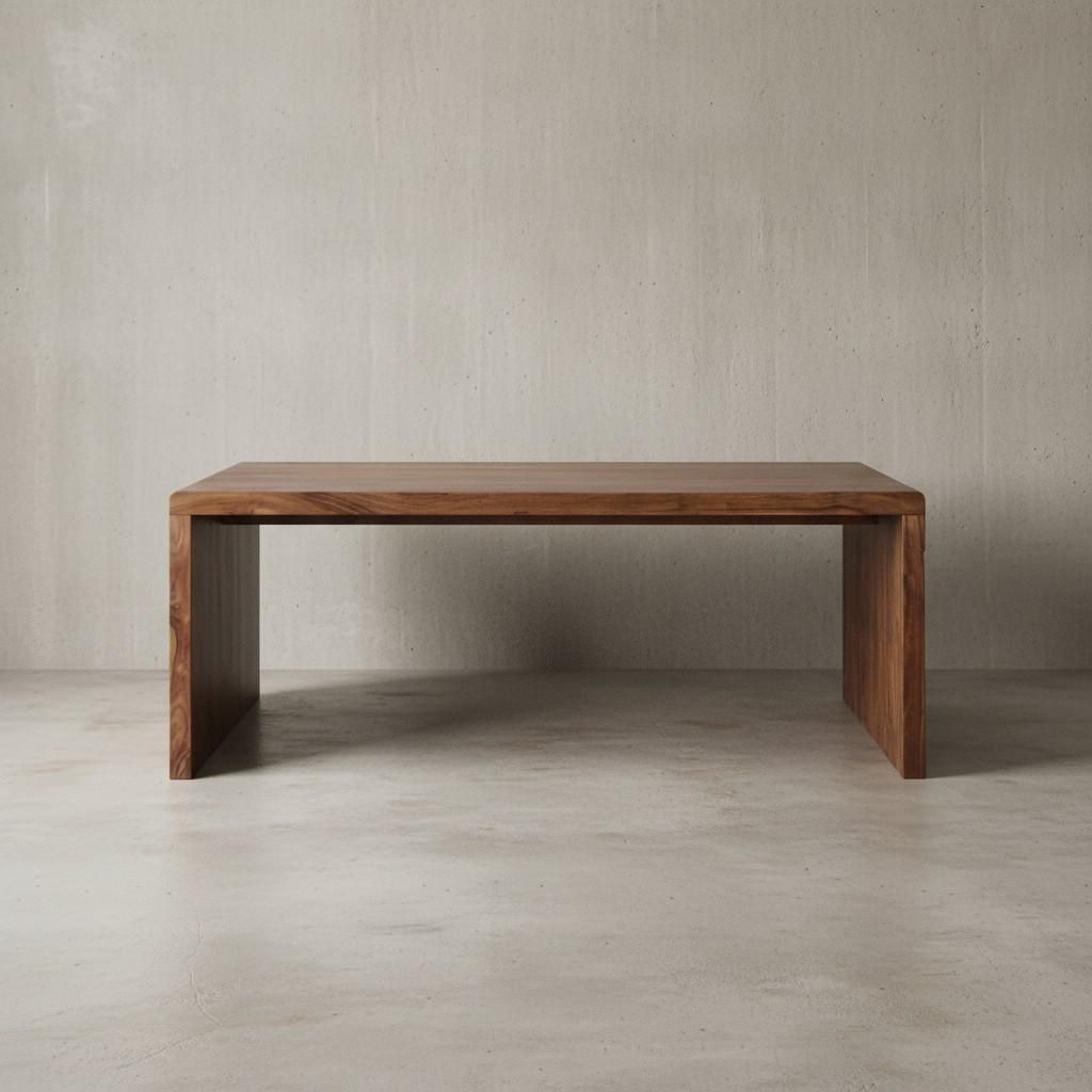 Schreibtisch "Teko": Massivholz Sheesham, Stauraum, abgerundete Ecken, stabil. Braun, 200x100x76 cm | Kadima Design