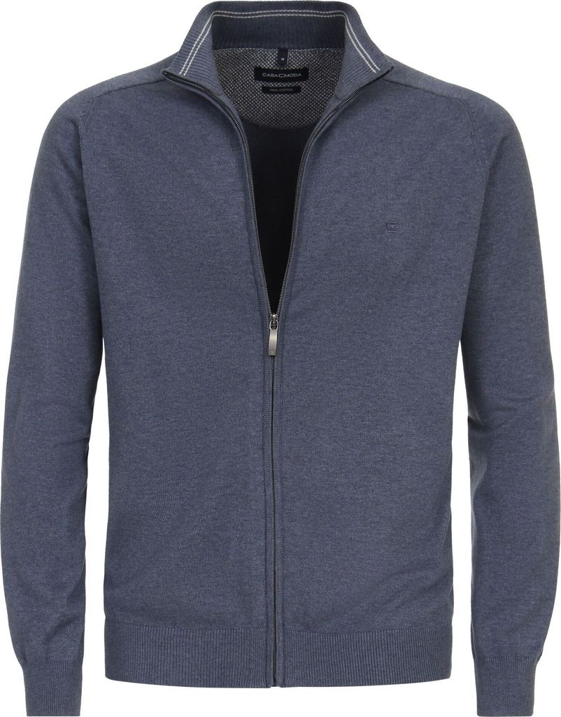 CASAMODA Herren Strickjacke Zipper Regular Baumwolle Blau 5XL