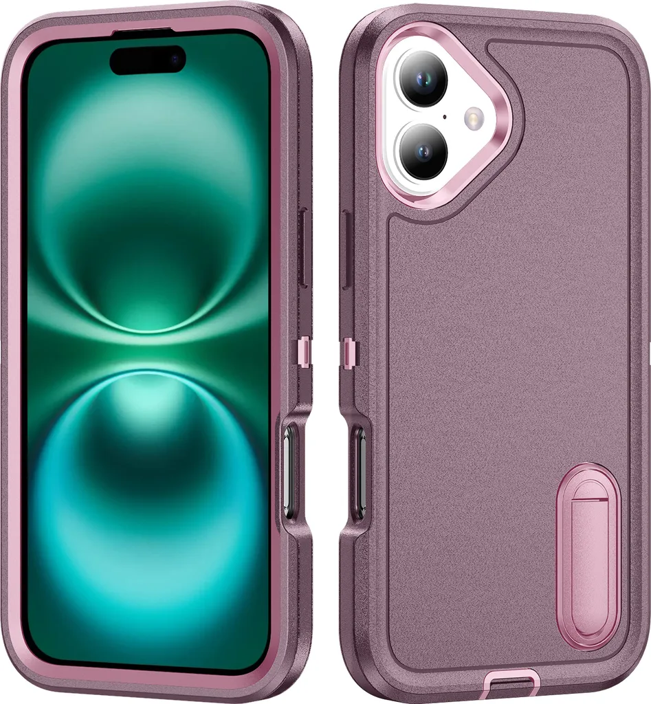 Cover Rugged iPhone 16 Viola: Test Caduta e Supporto Kickstand - 1