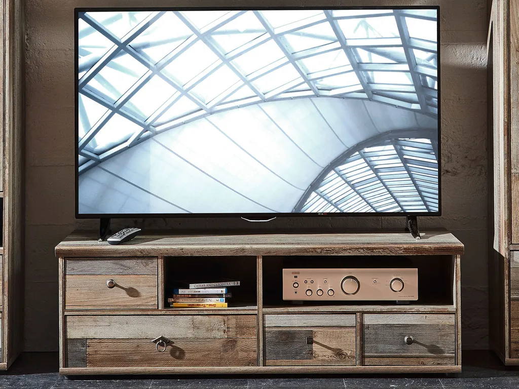 Meuble TV Britta 130 cm décor Driftwood aspect bois flotté - TV Board
