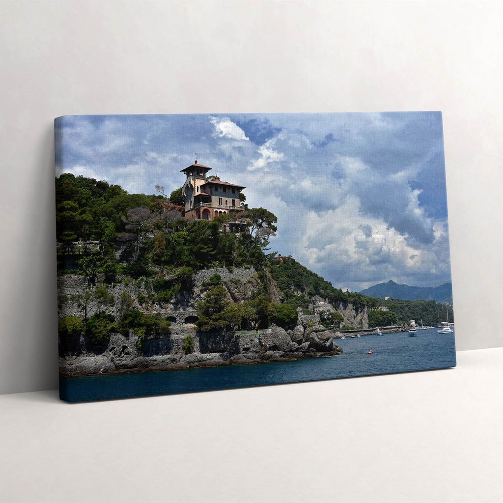 Felsiger Berg in Portofino – Leinwandbild Wandbild – 30x20 cm – Leinwandbilder – Wandbilder – Schlafzimmer – Flur