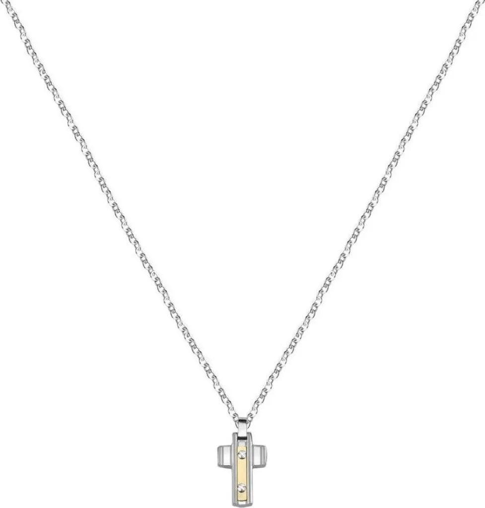 Collier Homme Croix Or SATM02 pour Cadeau ou Accessoire Mode Urbaine