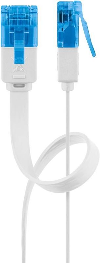 Netwerkkabel, platte kabel, 0,5m - 20m, kleur: wit, lengte: Productafbeelding 