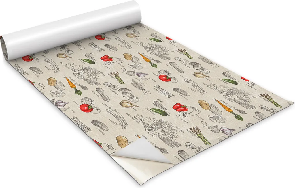 Pellicola autoadesiva per mobili - pellicola decorativa - mobili da tavolo - tagliabile su misura - verdure a fumetti - 100 x 50 cm