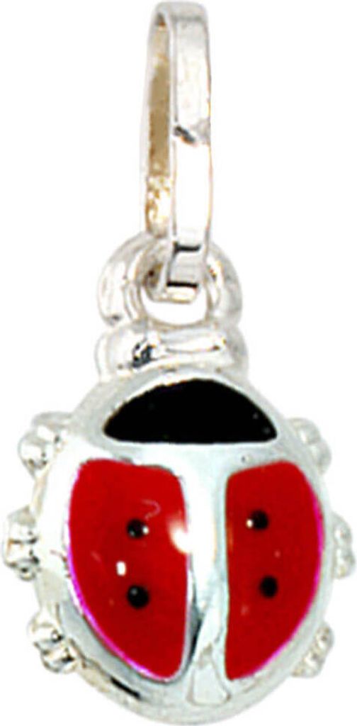 Anhänger Marienkäfer aus 925 Silber rot schwarz lackiert für Kinder